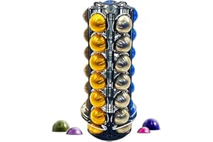 Wrobic Coffee Capsules Holder for 35 Nespresso Vertuo Pods, Coffee Pod Holder for Nespresso Vertuoline Pods, Rotating Design, Coffe Storage Rack for 35 Pcs Pods，Black