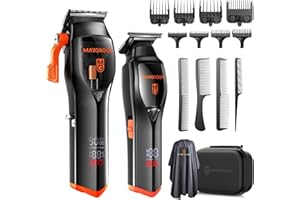 MAXGROOM Maquina de Cortar Pelo Hombre, Maquina Cortar Pelo Profesional con Motor Maglev, Cortapelos Premium Hombre con 8 Peines Guía, Cuchillas DLC, Sin Cable, Embalaje de Lujo