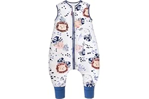 Chilsuessy Baby Schlafsack mit Beinen 2.5 Tog Winter Schlafsack Unisex Ganzjahres Schlafsack mit Füßen Babyschlafsack Schlafsack Kinder, Dschungel Löwe, 80cm/Baby Höhe 85-95cm