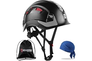 HEARMOR Baustellenschutzhelm, EN397-zertifizierter, Verstellbarer ABS-Schutzhelm mit 6-Punkt-Ratschensystem, inkl. Kühlungsfutter und Tragetasche - für alle Arbeitsplätze geeignet