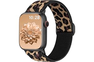 Ynitec Leopardenmuster Ersatzarmband Kompatibel mit Apple Watch Armband 40mm 41mm 42mm 44mm 45mm 46mm 49mm 38mm, Loop Nylon Leo Armbänder für iWatch Series 11 10 9 8 7 6 5 4 SE Herren Damen, Leopard