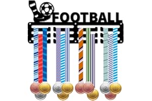 CREATCABIN Stojak na medale piłkarskie wieszak na medale stojak na medale piłkarskie sportowe metalowe żelazko wiszące nagrody małe nagrody ścienne odznaki do domu 29 x 13 cm