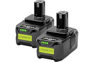 KUNLUN 2 Pezzi 18V 5.5Ah P108 Batteria di Ricambio Agli Ioni di Litio per Ryobi ONE+18V RB18L50 RB18L40 RB18L25 BPL-1815 BPL-1820G BPL18151 BPL1820 P104 P105 P107 P108, con Indicatore LED