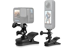 FiTSTILL Clip per zaino per action camere, testa a sfera regolabile a 360°, accessorio Go Pro, perfetto per Go Pro Hero 13/12/11/10/9/8/7/6/MAX/4k, DJI Action 5pro/4/3/2/1, Insta 360 X5/X4/X3/X2/Ace