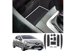 Coleya Tapis Anti-dérapants Compatible avec Renault Clio 4 2013-2019, Tapis en Caoutchouc pour Accoudoir, Console Centrale, Porte-Gobelet, Rainure de Porte, Renault Clio Tapis Antidérapante (Blanc)