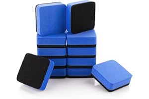cobee Mini Dry Erase Erasers, 12pcs Magnetic Whiteboard Eraser with Thick Felt Pad, Dry Erasers Chalkboard Cleaner Wiper for Cleaning Drywipe Boards Suitable for Classroom School Office(Dark Blue)