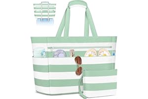 ENONEO Bolsa de Playa Grande XXL con Cremallera Familiar Bolsa Playa para Mujer Sauna Bolsa de Viaje Plegable Bolsa Impermeable Natación Verano Ligero Bolso de Mano Shopper Tote Bag 55L