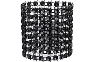 WedDecor 10pcs Elegant Diamante Black Napkin Rings - Acrylic Rhinestone Napkin Holders for Christmas Dinner Parties, Weddings, Valentine’s, Birthdays, Christmas, and Festive Dining Parties