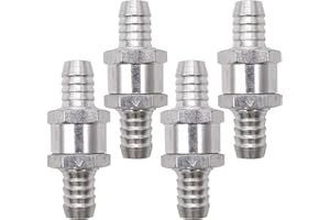 Non Return Check Valve,RoadLoo 4 pcs Silver Aluminium One Way Check Valve 6mm Diameter Hose for Car Auto Carburettor Marine Aluminum Alloy Chrome Low Pressure Ruel Systems (12mm)