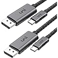 uni 2pack USB C to DisplayPort Cable 1.8m 4K@60Hz, 2K@165Hz DP Cable, Thunderbolt to DisplayPort Cable, MST Daisy Chain, Compatible with MacBook Pro/Air, M1, iPad Pro, XPS 15/13, Surface Book 2