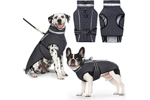 Cyponpy Cappotto Impermeabile Cane Giubbotto Pile per Cani con Imbracatura Invernale Caldo Cappotti Giubbotto Impermeabile per Cani Regolabile Riflettente Cappottino Cane Taglia Piccola Media Grande