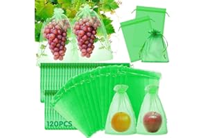 MEISHANG Bolsa de protección de Uvas,120 Piezas bolsa protectora de uvas,20 x 30 cm bolsas de red para uvas,bolsas de protección de frutas con Cordón,bolsa para proteger uvas,Prevención de aves e insectos
