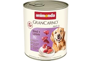 animonda GranCarno Hunde Nassfutter mit Rind + Lamm (6 x 800 g), getreidefreies Hundenassfutter ohne Zucker, für ausgewachsene Hunde, mit frischen fleischigen Zutaten