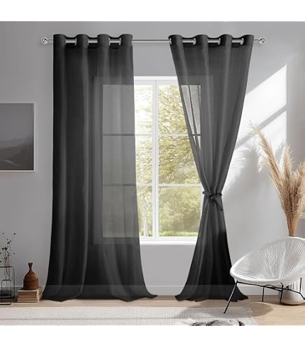 Gardinenbox 203322 - Set di 2 tende trasparenti per soggiorno, in voile, con chiusura a nastro, 245 x 140 cm (altezza x larghezza), colore: sabbia | Leroy Merlin