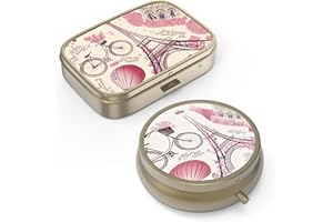 HION Pudełko na pigułki Pudełko na pigułki z lustrem Retro małe pudełko na pigułki na torebkę lub kieszonkę Brązowe pudełko na pigułki lub witaminy, olej rybny, suplementy, pigułki zawierają prezenty podróżne (2 szt.)