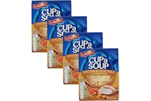 AQUA THOUGHTS Official Batchelor Cup a Soup Chicken & Vegetable 16 Sachets | Cup Soup for Lunch or Dinner 4 x 81g Boxes Multi pack deal, Chicken & Vegetable Soup, Cuppa Soup, Soup in a cup