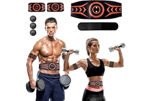 CKBUITY EMS Muscle Stimulator, ABS Trainer Muscle Stimulator, Abdominal Muscle Toner Electronic Toning Belts, 8 Modes 25 Intensity Levels for Women Men Abdomen Arm Leg