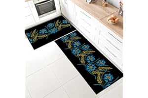 SHUAIG Kitchen Rug Non Slip Kitchen Mat Set kitchen carpets non slip washable Suitable for children's room, doorway, outdoor, kitchen, foyer. (Style F, 40x60 + 40x120 cm)