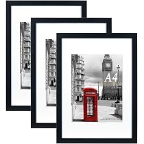 Cornici Portafoto In Legno Nero A4 (2 Pezzi) - Da Tavolo O Parete, Plexiglass