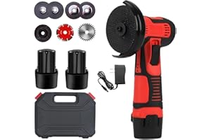 DVONE Mini Amoladora Angular, Multifunción Amoladora Pequeña a Doble Batería con Motor de Alta Potencia, 7 Accesorios y Maletín de Transporte para Cortar y Pulir Baldosas, Madera, Acero, Piedra