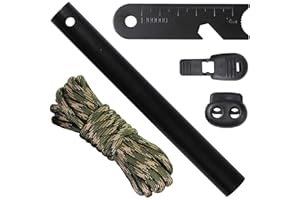 aufodara Arrancador de Fuego Firesteel Encendedor Pedernal con Raspador de Metal Multifuncional, Cuerda de Nylon de 7 núcleos Colgante Tejer para Acampar al Aire Libre y Supervivencia