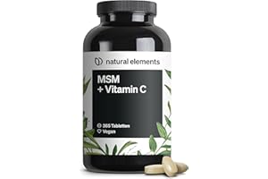 ‎NATURAL ELEMENTS natural elements MSM 2000mg + natürliches Vitamin C – 365 Tabletten statt Kapseln – Methylsulfonylmethan – hochdosiert, vegan – in Deutschland laborgeprüft