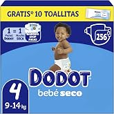 Dodot Baby-Dry Diapers, Size 4 (9-14 kg), 256 Nappies + 1 Pack of 10 Aqua | Up to 100% Leak Free at Night, Includes 10 Bonus