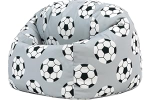 icon Football Kids Bean Bag, Kids Bean Bag Chair with Filling Included for Girls and Boys, Childs Chair, Beanbags for Children, Nursery Décor, Playroom Décor, Bedroom Accessories