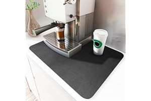 QHKLEW Tapis Absorbant pour Machine à Café Dessous de Plat Séchage Rapide, Grande Absorption, Anti-Dérapant, Noir (40X50CM)
