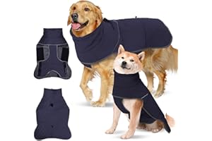 SilverChry Wodoszczelna, ciepła kurtka dla psa, płaszcz dla psa z uprzężą, odblaskowa, wodoszczelna, ciepła, polarowa, dla dużych psów, na zimną pogodę, dla psa, do użytku wewnątrz i na zewnątrz, na