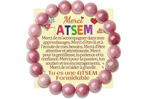 Temulnee ATSEM Cadeau Nounou Bracelet AESH Maitresse D'école Fin D'année Scolaire Cadeaux Institutrice Maternelle Merci Maîtresse d ecole Fin d annee Bracelets Idee Original Noel Bijoux