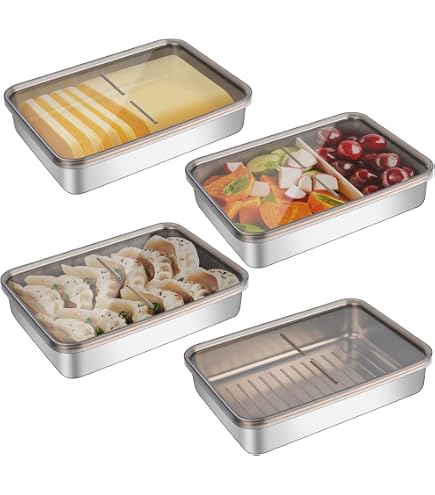 aufschnitt aufbewahrung edelstahl 4 Stück Aufschnittbox Fresh 850 ml, Aufschnittboxen für Kühlschrank, Stapelbare Frischhaltedosen, Kühlschrank Organizer für Wurst Käse Fleisch Toastbrot, Gefrierbehälter Vorratsdosen Set Küche, Haushalt & Wohnen Küchenmaschinen Zubehör Material:Akazie individuell gelasert Spülbecken Organizer 2-in-1 –