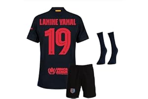 Gokaynex Barcelona Lamine Yamal, #19 Ensembles noir, chaussettes et short, maillot de sport, maillot de football, maillot d'entraînement, maillot pour enfant, avec courts fans de football (4-13 ans)