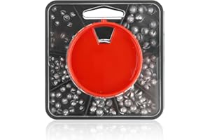 AHRLIC 179PCS Split Shot Fishing Weights Set, 7 Sizes Sinkers in Tackle Box, Rust-Resistant Soft Metal Alloy, AAA to No.8 Weights with Dispenser Box for Coarse Carp Angling in Sea, River, Reservoir