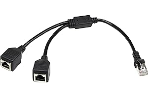 zdyCGTime 1 - Cable de red RJ45 Masculino a 2 RJ45 hembra tipo Y, se utiliza para conmutar redes entre dos ordenadores o para conectar a una impresora, etc. (no se utiliza como separador de red)