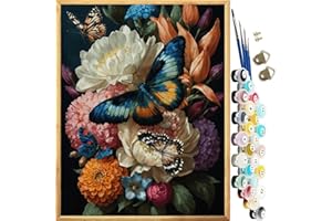 JanFebMar Dipingere con i Numeri, Kit Pittura Fai-Da-Te con 24 Colori Acrilici e 3 Pennelli per Adulti e Bambini, 40 x 50 cm Dipingi con i Numeri Su Tela Senza Cornice