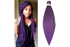 CYBELLEZA 65cm Extensiones de Pelo Sintético para Trenzas Africanas Braiding Twist Crochet Hair EZ Trenzado Yaki Profesional Cabello Pre Stretched Braiding Hair Postizo 1 Piezas, Morado