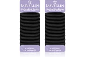JASVERLIN 5 mm tjocka svarta hårsnoddar, hästsvansband, 48 st | Slitstarka stretchiga elastiska band, lockigt hår, kvinnor och tonåringar, flätor och hästsvansar