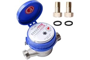 AICHARYNIC Contador de agua para jardín, 1/2 pulgadas, calibrado, para el hogar, con grifos y cubierta protectora, juego de contador de agua para jardín y hogar