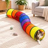 getmeev Kıvrımlı Kedi T&uuml;neli,130 cm boyunda S Şeklinde &Ccedil;ok Renkli Uzun Oyun T&uuml;neli, Katlanabilir Esnek Tasarım, Kediler İ&ccedil;in 