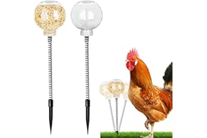 CVASNF Pack of 2 Feeder Chickens, Interactive Automatic Feeder Chicken Toy with Spring Chicken Slow Feeder Swing Pick Toy Chicken Toy for Poultry Ducks Birds