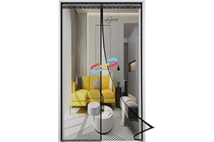 LRHRHR Moustiquaire Porte Magnétique, Auto-Adhésif Rideau en Maille, Fermeture Automatique, sans Perçage, pour Couloirs Patio Portes-Black-C|| 130x190cm(51x74inch)
