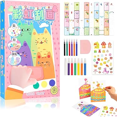 Piucrty Kratzbilder Set 2-teilig - Kreatives Bastelset Für Mädchen 3-10 Jahre