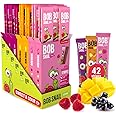 Bob Snail Fruit Bars, 42pcs No Added Sugar Snacks with Raspberry, Blackcurrant & Mango, 588g of Healthy Leather Snack Box, Natural Kids Stripes, Gluten Free, Vegan, Nut Free, Kosher, Halal