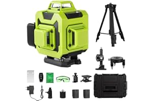 Niveau laser 4 x 360° STANEW,Autonivelant Niveau Laser Vert 4D 16 Line Ligne Laser Verte Horizontal et Verticale avec Télécommande Intégrée (With tripod)