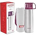 Milton Glassy 500 Thermosteel Vacuum Insulated Double Walled Flask with Drinking Cup lid & Jacket, 500 ml Water Bottles, 24 Hours Hot & Cold, Easy to Carry,Rust Proof, Tea, Coffee, Travel Bottle, Pink