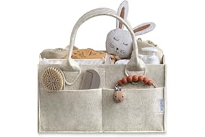 PUTSKA Organizador De Pañales Para Bebé Cesta De Almacenamiento Para La Guardería, Cesta De Regalo Para Baby Shower Y Lista De Registro Imprescindible - Blanco, Grande