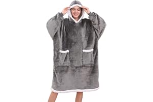 UMIPUBO Bluza z kapturem, oversize, koc do oglądania telewizji, bluza z kapturem, połączenie flauszowego swetra i koca z dużą kieszenią z przodu, dla mężczyzn i kobiet