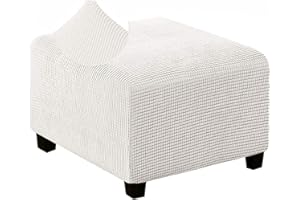 ZZDZW Copri Pouf Quadrati Elasticizzato Copri ottomano Quadrato Copri Sgabello Copri Pouf poggiapiedi Quadrato Copri Sgabello Fodera per poggiapiedi Avorio Lunghezza ( Color : White , Size : M (62-76cm) )