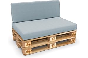POKAR Set de 2 Coussins pour Palettes Euro: 1x Assise 120x80cm + 1x Dossier 120x40cm, en Mousse formée à Froid, pour Canapé de Jardin, Intérieur et Extérieur, sans Palette, Bleu